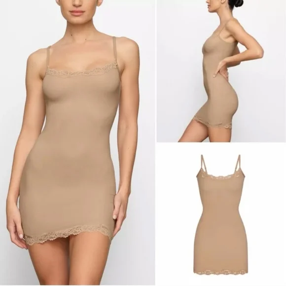 knee length dresses for ladies Skims Fits Everybody Lace Slip Dress Primrose – Kicks Machine